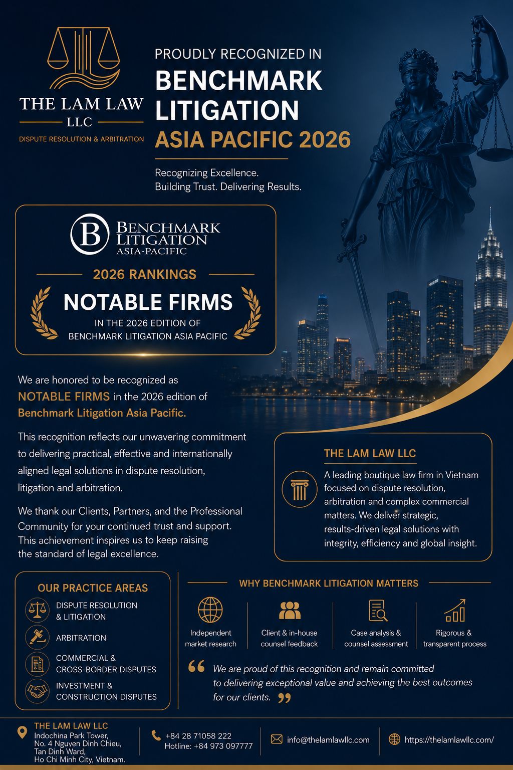 Proudly recognized - Benchmark Litigation Asia Pacific 2026 - THE LAM ...